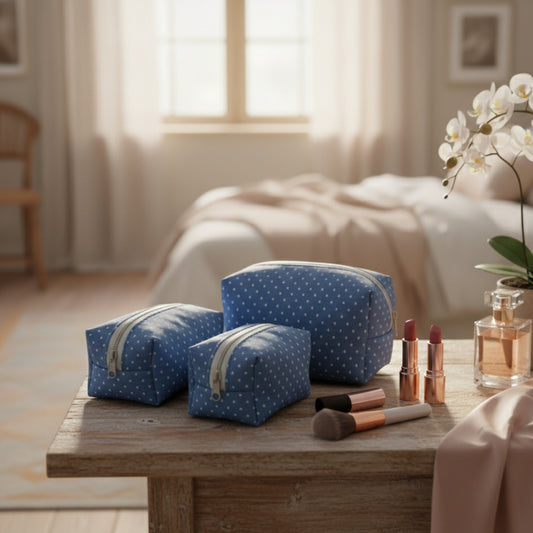 Handmade Cosmetic Travel Pouch – Fabric Makeup Bag for Women, Toiletry Organizer